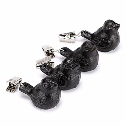 OwnMy Set of 4 Tablecloth Weights Clip on, Pendant Tablecloth Weights Kit with Cast Iron Antique Birds, Cloth Weights Clip for Outdoor Garden Par