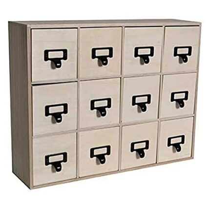 Artemio Unfinished Wooden Drawer Cabinet with Metal Handles 41.5 cm 32.5 cm x 11 cm