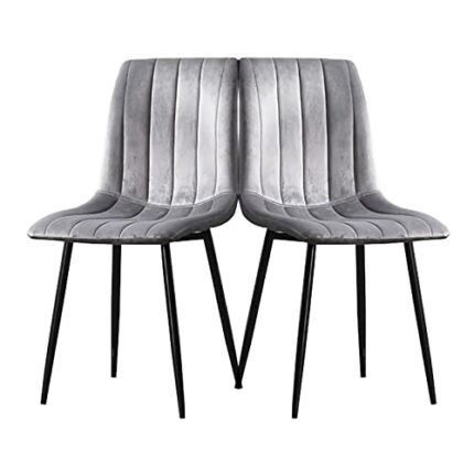 2PCS Dining Chair, Fleece kitchen chair Upholstered Accent Chairs with Sturdy Metal Legs for Home Office Furniture