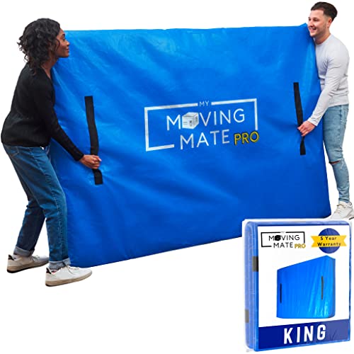King Size Mattress Bag for Moving and Storage with 8 Handles and Zip - Tarp Plastic Mattress Cover for Moving and Storage - Professional Grade Ma