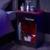 X-Rocker Carbon-Tek Gaming Bedside Table Unit with Built-in Wireless Charging and Ambient RGB Lighting, Gaming Bedroom Furniture Single Side Cabi