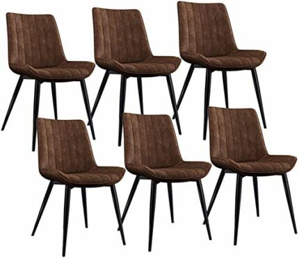 Modern Kitchen Dining Room Chairs PU Leather Dining Chairs Set Of 6 Corner Chairs Seat And Backrests With Metal Legs Vintage Kitchen Counter Chai