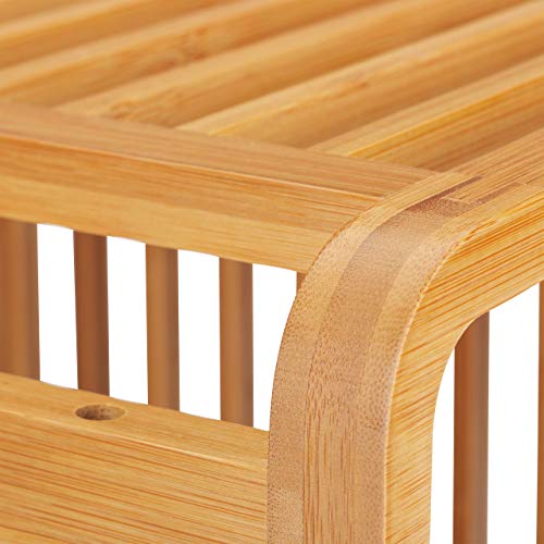 Relaxdays Bamboo Shelf, Rounded Slim Bathroom Rack with Tiers, Square, Natural, HWD: 33x33x33 cm