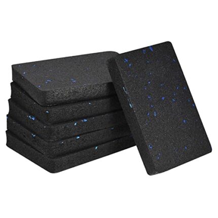 uxcell Treadmill Mat-4.7"x3.2" Exercise Equipment Mat for Floor Protection Sound Reduction, Black Blue 6Pcs