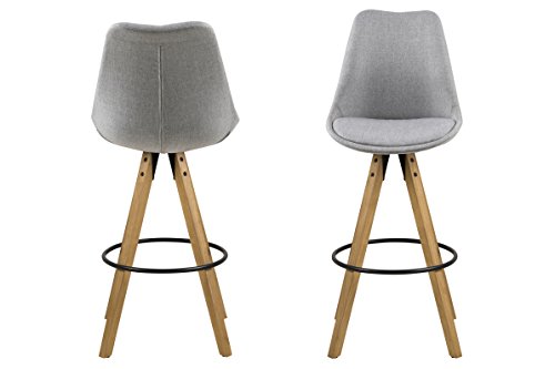 Amazon Brand - Movian Arendsee, Set of 2 Bar Stools, 55 x 48.5 x 111.5 cm (L x W x H), Light grey