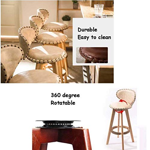AANAN Stools,Stool Breakfast Kitchen Counter Bar Stools Pu Leather Seat Bar Chairs Solid Legs Barstoolsk Grey High Stools