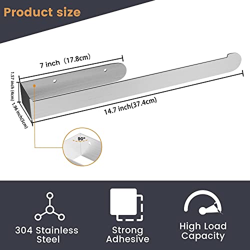 MOOWOOW Towel Holder, Self-adhesive Screws Dual Purpose, Waterproof Stainless Steel 37cm/14.5inch Bathroom Towel Rack Wall Mounted Towel Rails fo