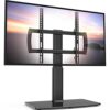 Universal Swivel TV Stand/Base Table Top TV Stand 27 to 60 inch TVs 80 Degree Swivel, 4 Level Height Adjustable, Heavy Duty Tempered Glass Base,