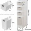 2/3/4-Tiers Bathroom Floor Storage Cabinet, White Plastic Unit Tower Narrow Storage Cabinet Organizer with Wheels for Kitchen, Bathroom, Bedroom,