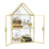 Smilkat Bathroom Wall Glass Cabinet for Perfume, Small Display Cabinets with Doors Storage Mounted, 2 Tiered Gold Curio Mirror Cosmetics Perfumes