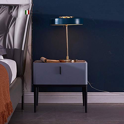LUKEO Nordic Bedside Table Leather Art Bedroom Bedside Cabinet Minimalist Mini Bedside Cabinet Italian Minimalist Locker