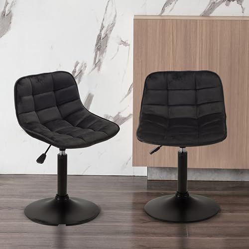 T-THREE.Dresser Stool, Swivel Chair, Barstool Set of 2,Suede, Adjustable Pneumatic Lift for Kitchen, Counter, Home, Dressing Room and Bar(Black)
