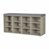 DINZI LVJ Shoe Bench, 9 Cubbies Shoe Organizer for Entryway, Storage Bench with Cushion, Cubby Shoe Rack with Adjustable Shelves for Living Room,