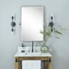 TEHOME 20x30'' Chrome Pivot Mirror Rectangle Bathroom Vanity Mirror Chrome Rounded Corner Metal Framed Tilting Beveled Vanity Wall Mirrors