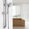 OFFO Shower Riser Rail, 62cm Wall Mounted Shower Rail Adjustable Distance 28 to 61cm with Handheld Shower Head Holder Replacement for Shower, Chr