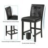 WALNUT 5 Piece Kitchen Dining Table Set Marble Top Height Dining Table Set With 4 Leather Upholstered Chairs