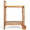 MIAOHY 2-Tier Rolling Kitchen Trolley Cart Dining Serving Cart Outdoor W/Wheels With Solid Wood Countertop And Spice Rack