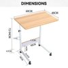 Warmiehomy Laptop Table Movable Study Writing Table on Wheels Height Adjustable Computer Standing Desk Portable Side End Table for Over Bed Sofa