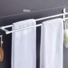 Towel Rack Wall-Mounted Towel Rail Double Rod With Hook Free Punching Bathroom Space Aluminum,for Kitchen Bathroom Toilet Hotel Office(Color:50cm