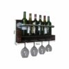 DLOETT Wooden Wine Rack- Rustic Wall Mounted Wine Racks,Metal Hanging Wine Rack,Home Room Living Room Kitchen Decor Display Rack