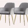 Modern Kitchen Dining Room Chairs Set Of 2 Velvet Dining Chairs,Sturdy Metal Feet with Armrests and Backrest Kitchen Living Room Chairs (Color :