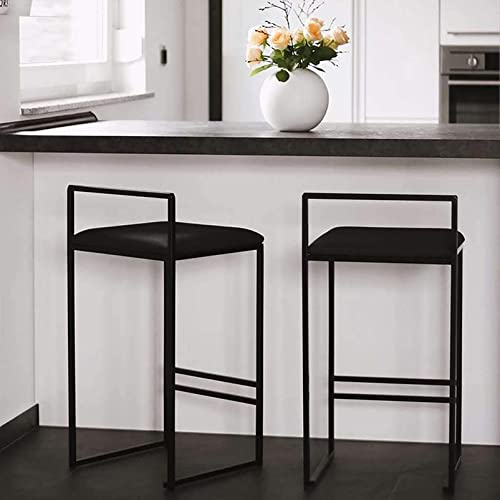 Set of 2 Bar Stools, with Comfortable And Soft Bar Stools Modern Round Upholstered Barstools for Kitchen Dining Room Industrial Barstools ( Seat