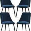 Flannel Dining Chairs Set Of 4 Ergonomic Design Kitchen Chairs with Black Metal Legs Dining Chairs (Color : Orange)