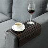 Bamboo Sofa Couch Arm Tray, Foldable Couch Arm Table, Convenient Cup Holder, Drink Coaster and Remote Caddy for Your Sofa Armrest, (16.5" L x 13.