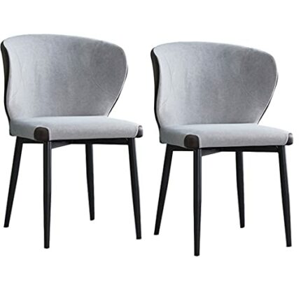Kitchen Dining Room Furniture Chairs Leather Fabric Upholstered Dining Chairs with Black Metal Legs Backrest For Lounge Dining Kitchen Bedroom (C
