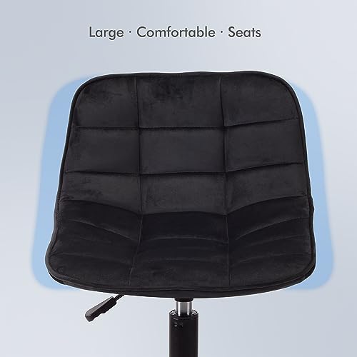 T-THREE.Dresser Stool, Swivel Chair, Barstool Set of 2,Suede, Adjustable Pneumatic Lift for Kitchen, Counter, Home, Dressing Room and Bar(Black)