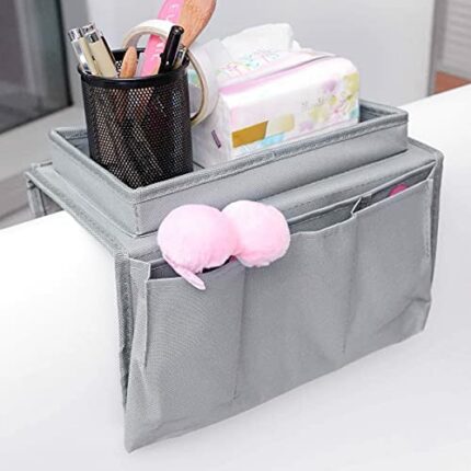 DASKING Oxford Sofa TV Remote Control Handset Holder Organiser Caddy For Arm Rests With Cup Holder Tray Fits Over Chairs Sofas Armchairs With Wid