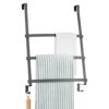 mDesign Over The Door Towel Ladder - Towel Rail with 3 Rungs and 2 Hooks for Bath Towels, Hand Towels or Clothing - Over The Door Towel Rack - Br