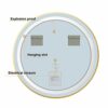 SkiPdr round Bathroom Mirror with Illuminated Led Dimmable and Aluminum Alloy Frame, Wall Mounted Makeup Shaving Size: Φ60/70/80Cm, Black FrameLe