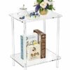KSacry Acrylic Side Table/End Table, Small Nightstand/Bedside Table,3-Tier Storage Shelf C-Shape, Sofa Table Home Accent Table 15.75" L x 11.81"