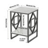 Marble Top Side Table Black: 2 Tier Square Geometric Rhombus Frame End Tables 40 x 58cm Sintered Stone Bedsides with Black Legs Modern White Marb