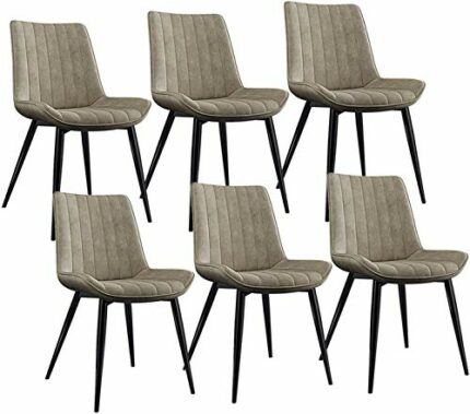 Modern Kitchen Dining Room Chairs Retro Design Faux Leather Dining Chairs Set Set Of 6 With Upholstered Back And Cushion Metal Legs (Color : B, S