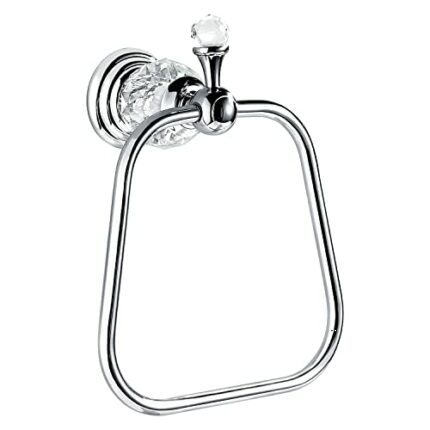WINCASE Crystal Towel Ring，Chrome Hand Towel Holder，Silver Towel Rack Hanger for Bathroom, Towel Holder Bling Wall Mounted Decorative