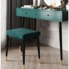 FGHOEV Velvet Footrest Stool Ottoman Round Upholstered Vanity Footstool Side Table Seat Dressing Chair with Golden Metal Leg Teal