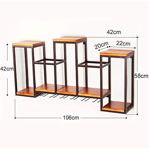 ULAINE Wine Racks Kitchen Bar Unit Storage Shelves Wall Holder, Wine Bottle and Glass Holder, Wall-Mounted Wine Goblet Stemware Holder - Metal Wr