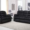GSW - Sofa - Roma Leather Recliner Sofa With Cupholders - Black and Grey Color (3+2 Seater, 3 Seater, 2 Seater) (3+2 Seater, Black)