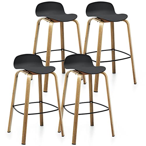 WALNUT Set of 4 Barstools 30inch Pub Chairs w/Low Back&Metal Legs