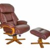 GFA The Nice - Swivel Recliner Chair And Matching Footstool In Pebble Genuine Leather