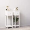 Ruication Pair of Bedside Table Storage Cabinet With 1 Drawer White Wooden Furniture Shelf Side Table Slim Tall Telephone Table Chest of Drawers