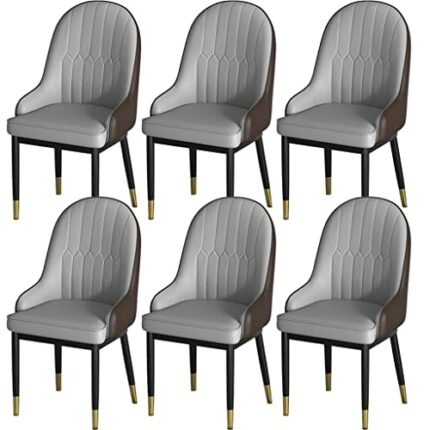 Kitchen Dining Room Furniture Chairs Kitchen Dining Chairs Set Of 6 Modern Faux PU Leather High Back Padded Soft Seat Living Room Chairs Sturdy M