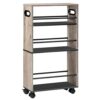 HOOBRO Slim Storage Trolley, Narrow Kitchen Cart, Slide Out Kitchen Trolley on Wheels, 4-Tier Rolling Utility Cart with Handle, for Small Space,