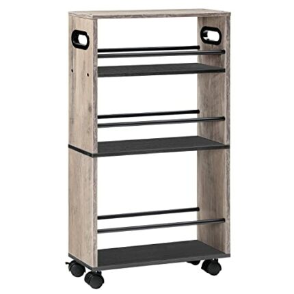 HOOBRO Slim Storage Trolley, Narrow Kitchen Cart, Slide Out Kitchen Trolley on Wheels, 4-Tier Rolling Utility Cart with Handle, for Small Space,