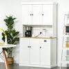 DSHGDJF White Storage Cabinet 71" Kitchen Sideboard Self-service Kitchen Pantry With Microwave Stand With Drawers