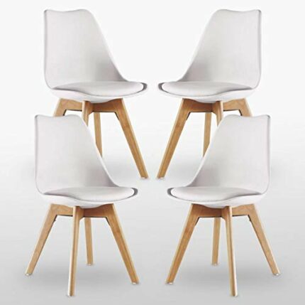 Life Interiors Lorenzo Retro Dining Chair 4-Piece Set, White