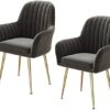 dining chair Office Reception Chairs Business Dining Chairs Set Desk Chair Set of 2, Modern Dining Chair Leisure Chair Armchair Cloth Art Gold Ve