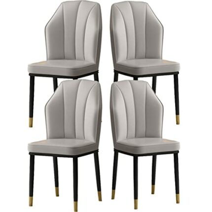 Kitchen Dining Room Furniture Chairs Water Proof PU Leather Dining Chairs Set Of 4 Side Chair With Metal Legs for Living Room Bedroom Kitchen Rec